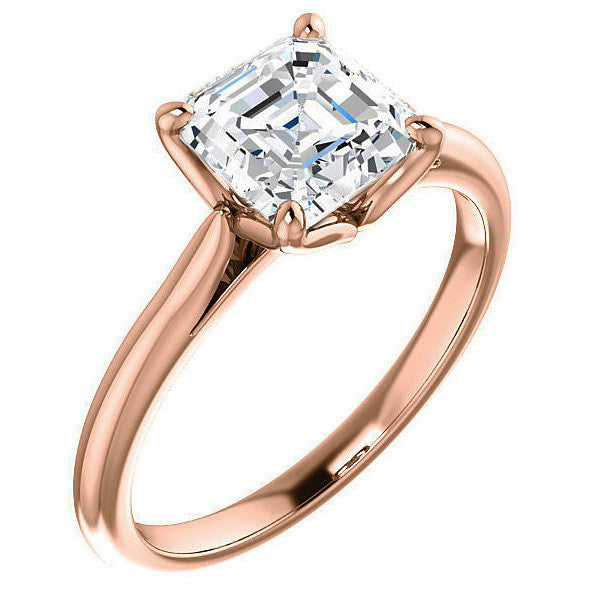 Asscher Cut Moissanite Cathedral Solitaire Ring