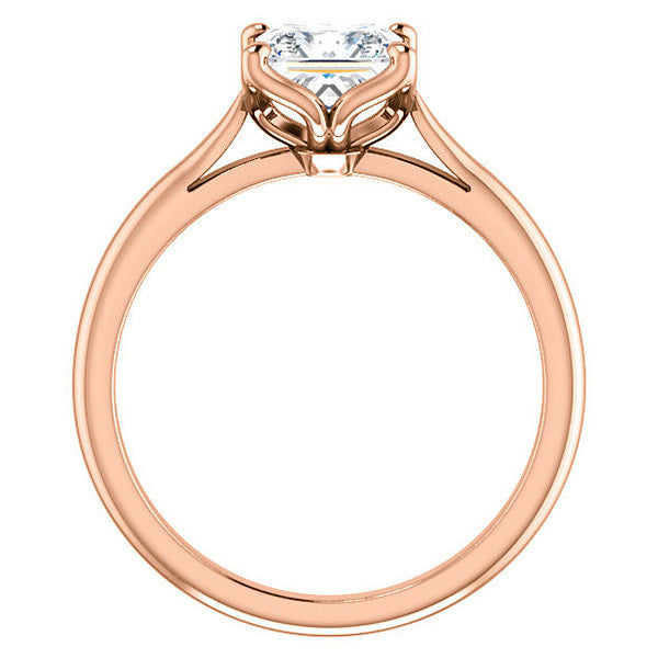 Asscher Cut Moissanite Cathedral Solitaire Ring