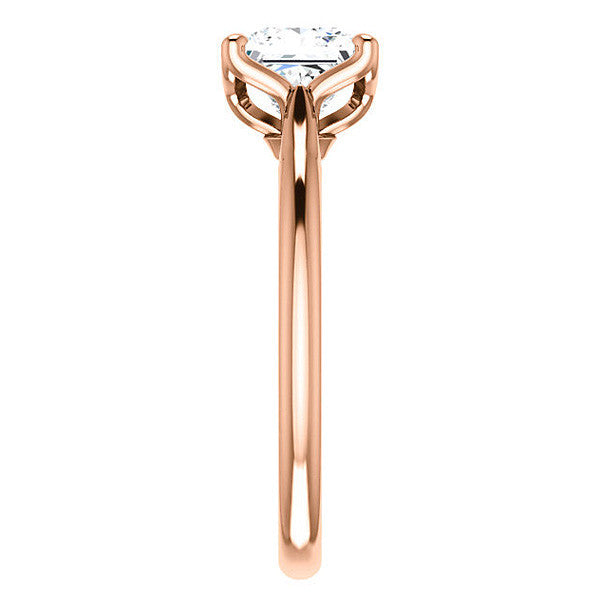 Asscher Cut Moissanite Cathedral Solitaire Ring