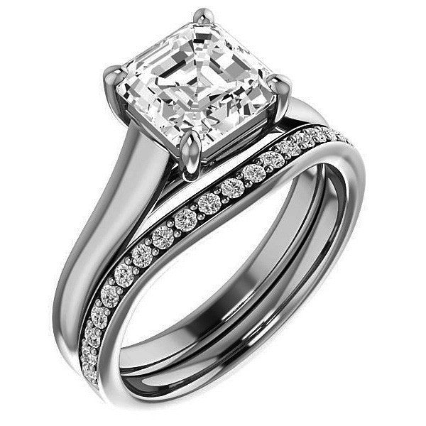Asscher cut Cathedral Solitaire Ring