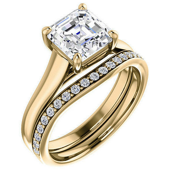 Asscher cut Cathedral Solitaire Ring