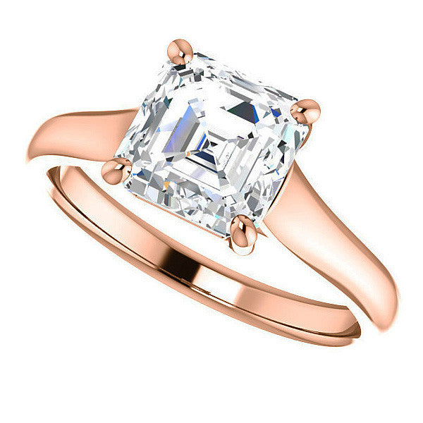 Asscher cut Cathedral Solitaire Ring