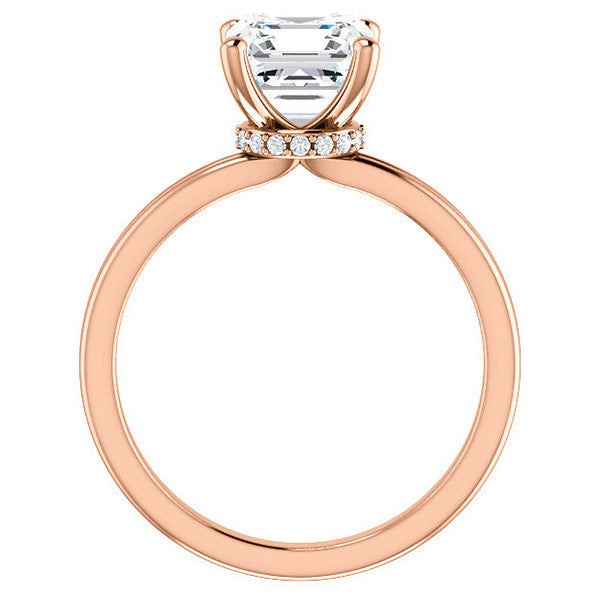 Asscher Moissanite & Diamond Encircled Solitaire Ring
