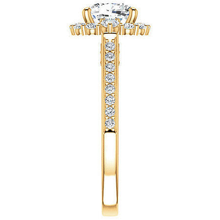 Cushion Scroll Halo Engagement Ring with Surprise Diamonds