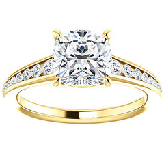 Cushion & Diamond Channel Set Engagement Ring
