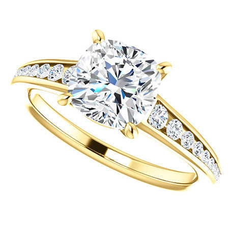 Cushion & Diamond Channel Set Engagement Ring