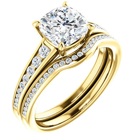 Cushion & Diamond Channel Set Engagement Ring
