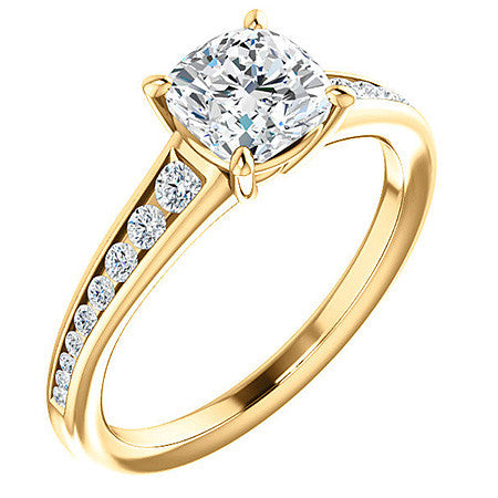 Cushion & Diamond Channel Set Engagement Ring