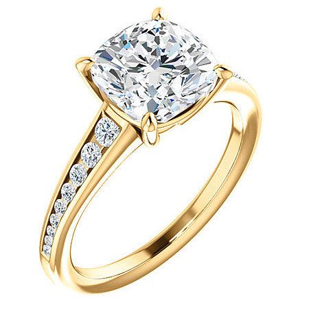 Cushion & Diamond Channel Set Engagement Ring