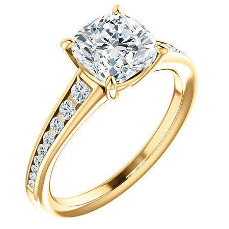 Cushion & Diamond Channel Set Engagement Ring