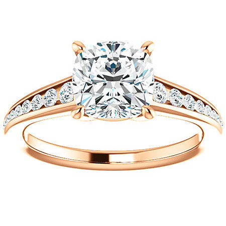 Cushion & Diamond Channel Set Engagement Ring