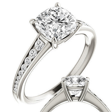 Cushion & Diamond Channel Set Engagement Ring
