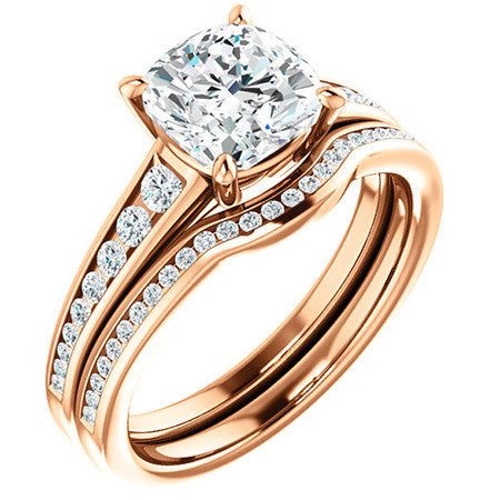 Cushion & Diamond Channel Set Engagement Ring