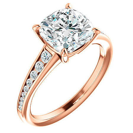 Cushion & Diamond Channel Set Engagement Ring