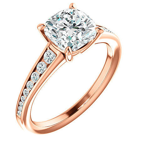 Cushion & Diamond Channel Set Engagement Ring