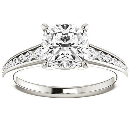 Cushion & Diamond Channel Set Engagement Ring