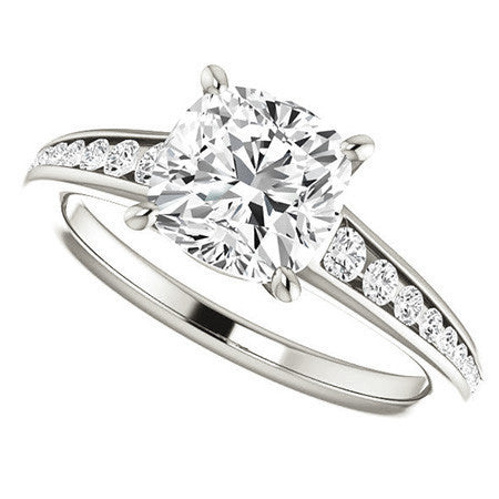 Cushion & Diamond Channel Set Engagement Ring