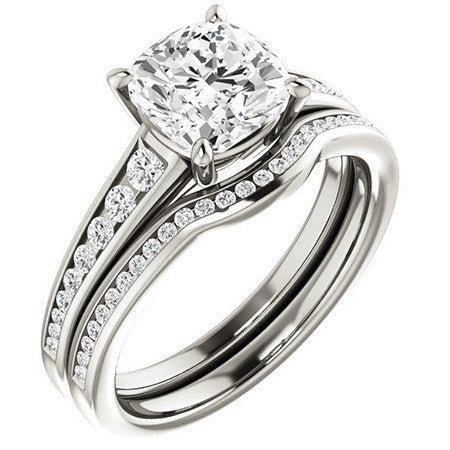 Cushion & Diamond Channel Set Engagement Ring