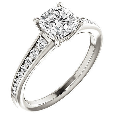 Cushion & Diamond Channel Set Engagement Ring