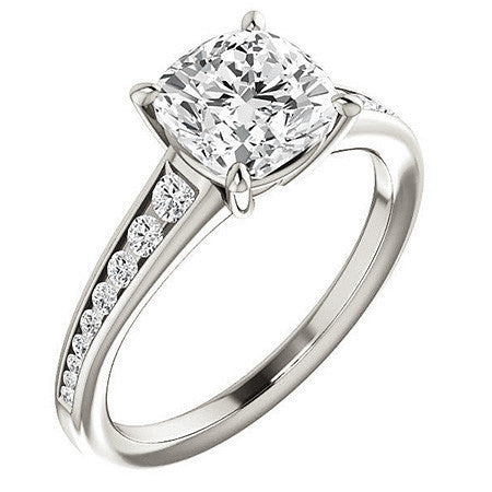 Cushion & Diamond Channel Set Engagement Ring
