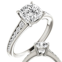 Cushion & Diamond Channel Set Engagement Ring
