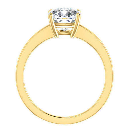 Petite Low Set Cushion Moissanite Solitaire Ring