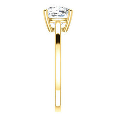 Petite Low Set Cushion Moissanite Solitaire Ring