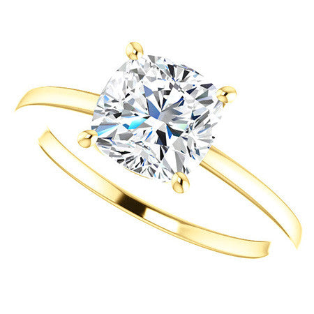 Petite Low Set Cushion Moissanite Solitaire Ring