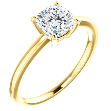 Petite Low Set Cushion Moissanite Solitaire Ring