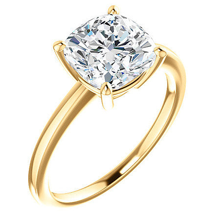 Petite Low Set Cushion Moissanite Solitaire Ring
