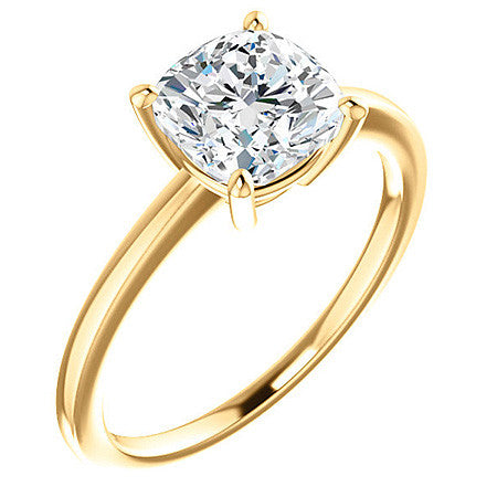 Petite Low Set Cushion Moissanite Solitaire Ring