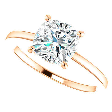 Petite Low Set Cushion Moissanite Solitaire Ring