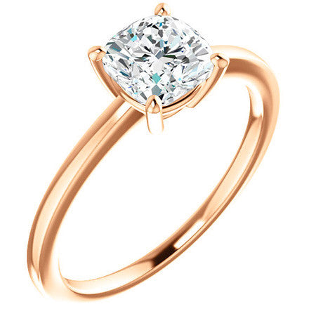 Petite Low Set Cushion Moissanite Solitaire Ring