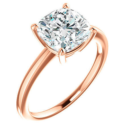 Petite Low Set Cushion Moissanite Solitaire Ring