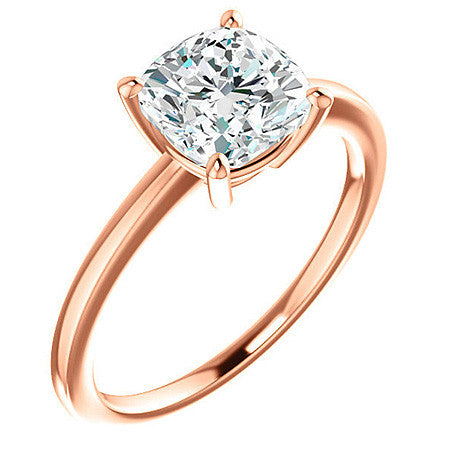 Petite Low Set Cushion Moissanite Solitaire Ring