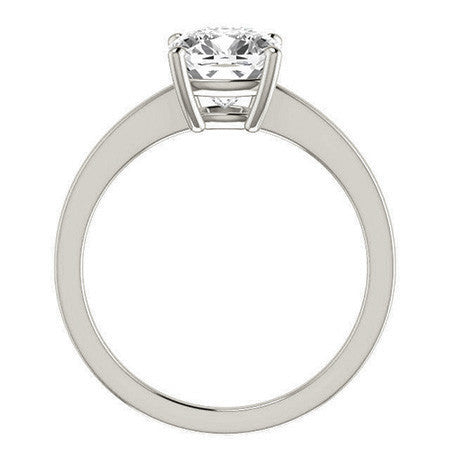 Petite Low Set Cushion Moissanite Solitaire Ring