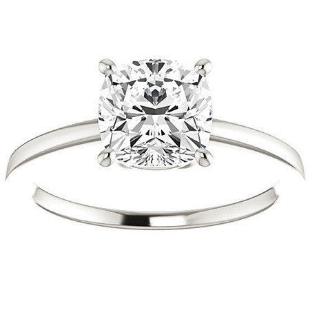 Petite Low Set Cushion Moissanite Solitaire Ring