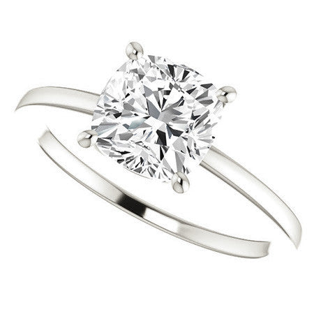 Petite Low Set Cushion Moissanite Solitaire Ring