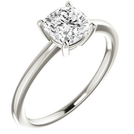 Petite Low Set Cushion Moissanite Solitaire Ring