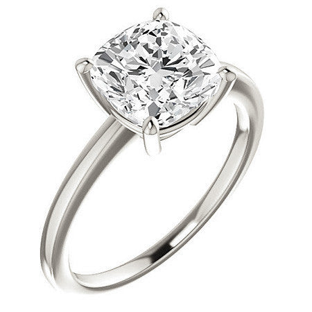 Petite Low Set Cushion Moissanite Solitaire Ring