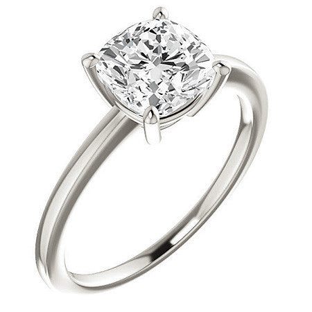 Petite Low Set Cushion Moissanite Solitaire Ring