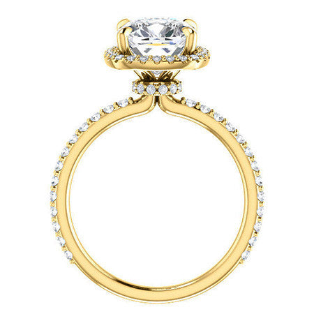 Cushion Moissanite Halo Engagement Ring