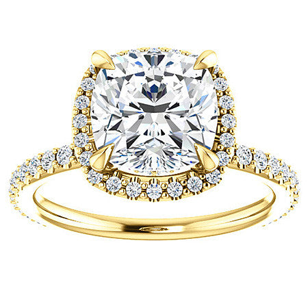 Cushion Moissanite Halo Engagement Ring