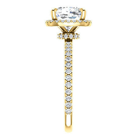 Cushion Moissanite Halo Engagement Ring