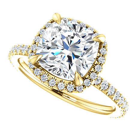 Cushion Moissanite Halo Engagement Ring