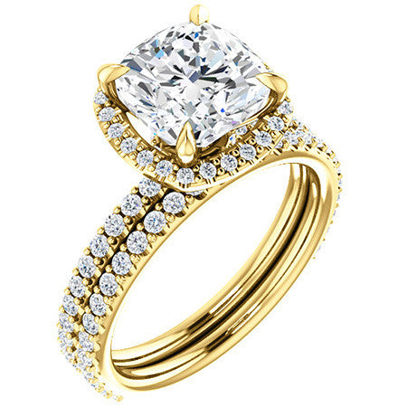 Cushion Moissanite Halo Engagement Ring