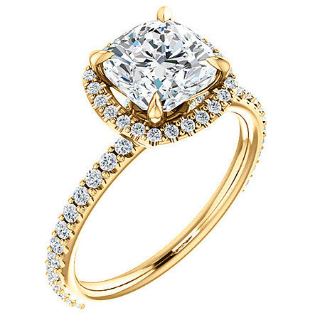Cushion Moissanite Halo Engagement Ring