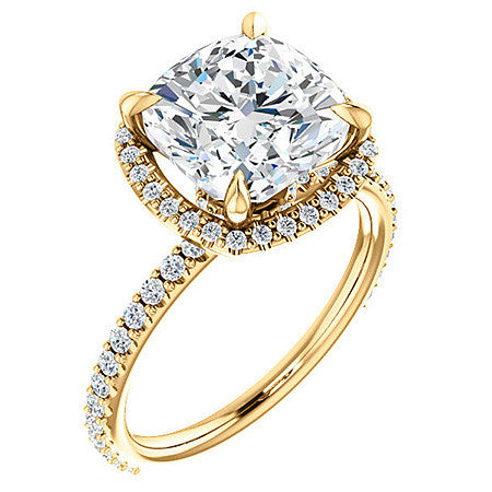 Cushion Moissanite Halo Engagement Ring