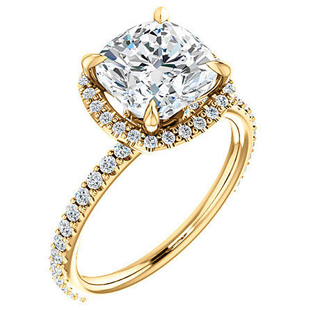 Cushion Moissanite Halo Engagement Ring