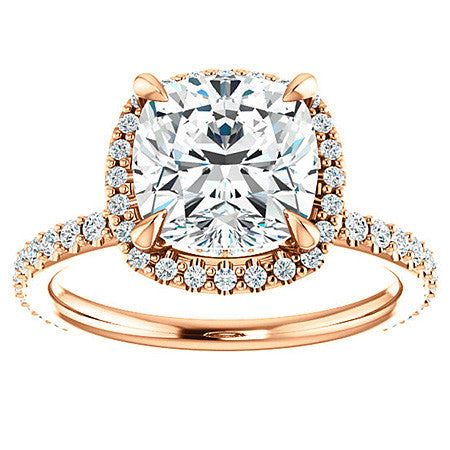 Cushion Moissanite Halo Engagement Ring